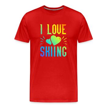 I love skiing - Men's Premium Organic T-Shirt - red - Front - Damien (186cm)