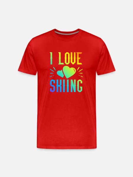 I love skiing - Men's Premium Organic T-Shirt - red