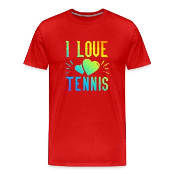 I love tennis - Men's Premium Organic T-Shirt - red - Front - Damien (186cm)