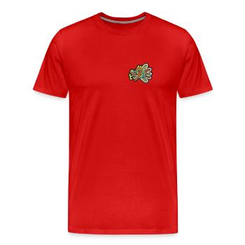 Calendrier aztèque - Quetzalcoatl - T-shirt bio Premium Homme - rouge - Devant - Damien (186cm)