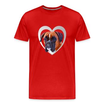 Hundeliebhaber - Hunde Herz - Deutscher Boxer - Männer Premium Bio T-Shirt - Rot - Vorne - Damien (186cm)
