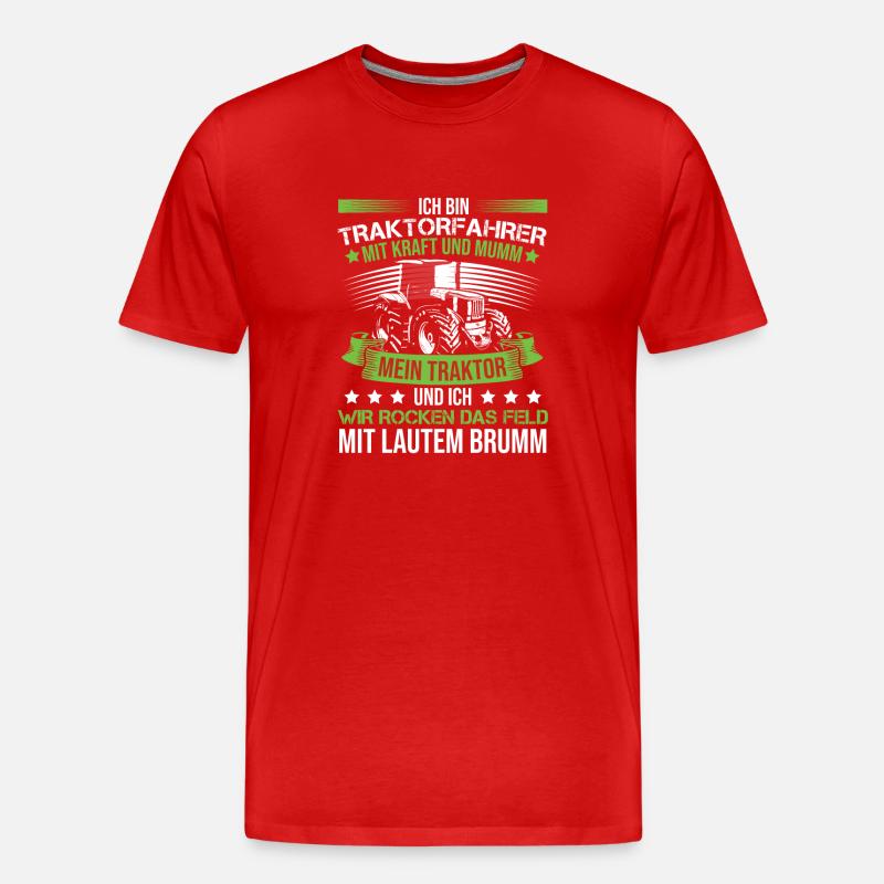 Ich bin Traktorfahrer - Männer Premium Bio T-Shirt - Rot