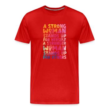 Feminist Watercolor A Strong Woman - Men's Premium Organic T-Shirt - red - Front - Damien (186cm)