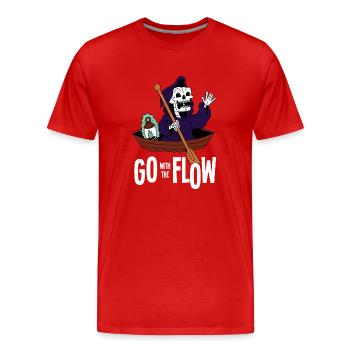 Mit dem Strom schwimmen - Go with the Flow - Männer Premium Bio T-Shirt - Rot - Vorne - Damien (186cm)