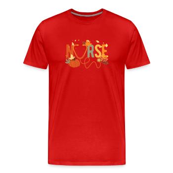 Infirmière Thanksgiving Pumpkin Health - T-shirt bio Premium Homme - rouge - Devant - Damien (186cm)