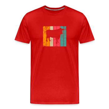Cadeau de ferme laitière Cow Retro Moo Farmer - T-shirt bio Premium Homme - rouge - Devant - Damien (186cm)