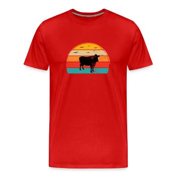 Cadeau rétro Cow Farmer - T-shirt bio Premium Homme - rouge - Devant - Damien (186cm)