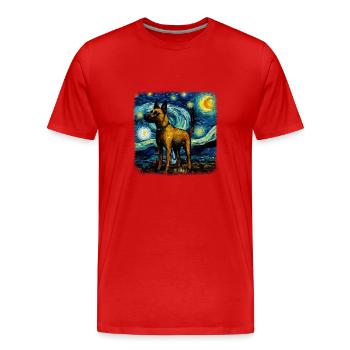 Belgian Malinois Van gogh starry night - Männer Premium Bio T-Shirt - Rot - Vorne - Damien (186cm)