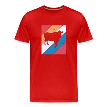 Kuh Retro Muh Landwirt Milch Bauernhof Geschenk - Männer Premium Bio T-Shirt - Rot - Vorne - Damien (186cm)