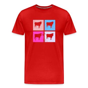 Cadeau de ferme laitière Cow Retro Moo Farmer - T-shirt bio Premium Homme - rouge - Devant - Damien (186cm)