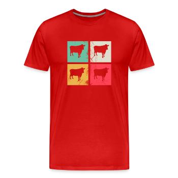 Kuh Tier Bauer Muh Retro Bauernhof Geschenk - Männer Premium Bio T-Shirt - Rot - Vorne - Damien (186cm)
