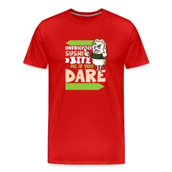 Drôle de sushis malheureux Nourriture japonaise Miso-Malheureux - T-shirt bio Premium Homme - rouge - Devant - Damien (186cm)