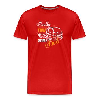 Vraiment remorqueur - Un peu de papa camionneur de dépanneuse - T-shirt bio Premium Homme - rouge - Devant - Damien (186cm)