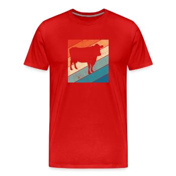 Kuh Retro Muh Landwirt Milch Bauernhof Geschenk - Männer Premium Bio T-Shirt - Rot - Vorne - Damien (186cm)