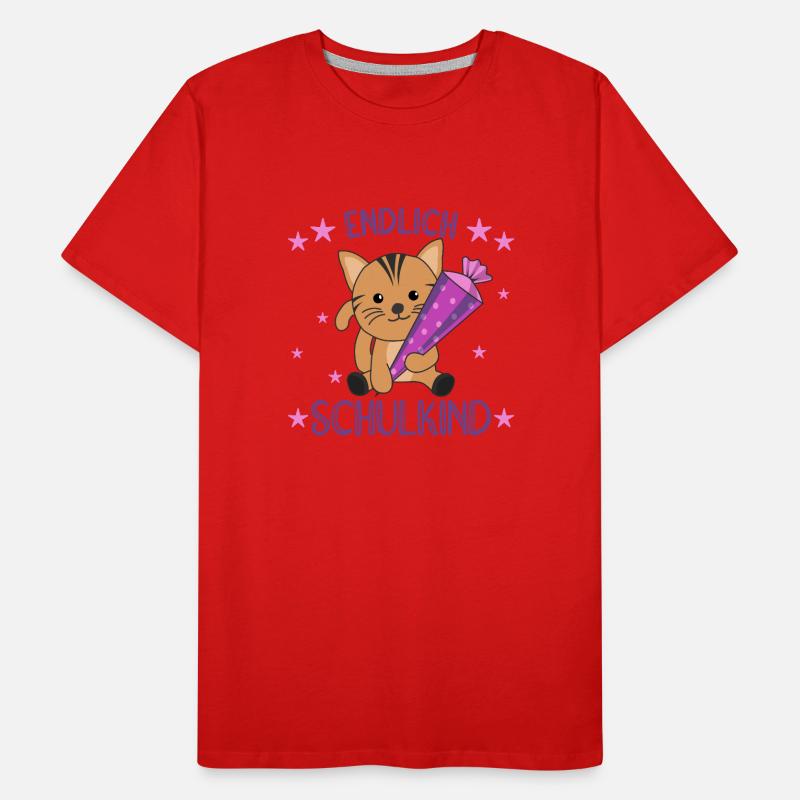 endlich Schulkind Einschulung Schule Katze Männer Premium Bio T-Shirt