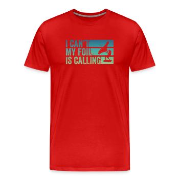 Wing Foil Wingsurfing Foil Wing - Men's Premium Organic T-Shirt - red - Front - Damien (186cm)