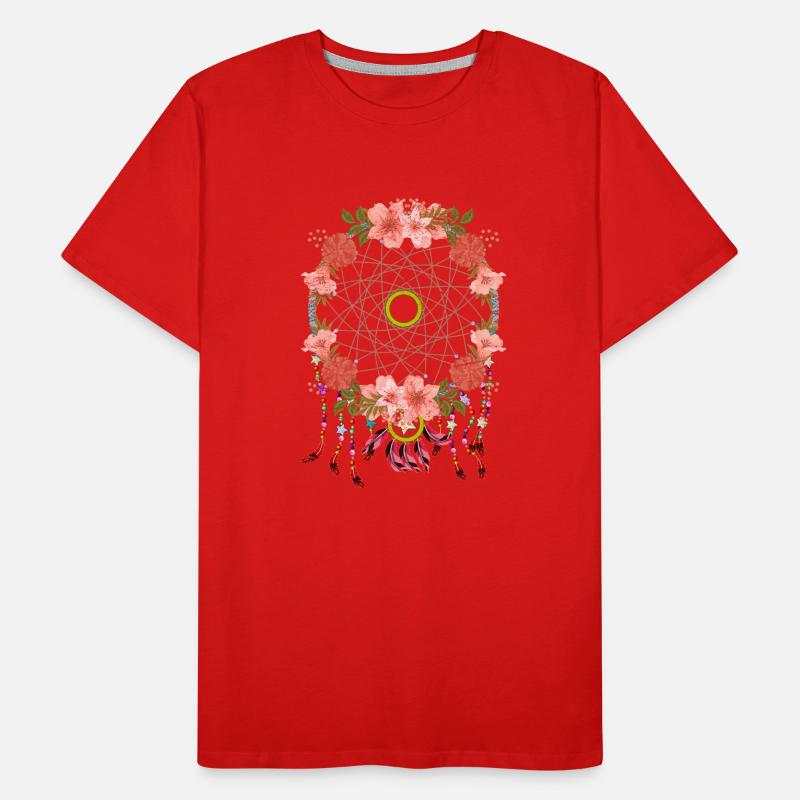 Boho Hippie Schmuck Geschenk Blumen Traumfänger Männer Premium Bio T-Shirt