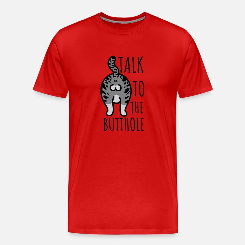 Cat Butthole - Männer Premium Bio T-Shirt - Rot