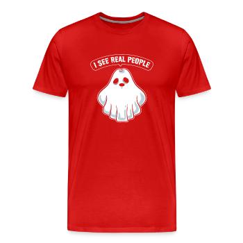 Lustige Geisterjagd Parapsychologie - Männer Premium Bio T-Shirt - Rot - Vorne - Damien (186cm)