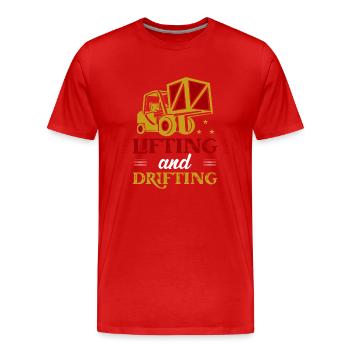 Lifting And Drifting Forklift Forklifter Driver - Men's Premium Organic T-Shirt - red - Front - Damien (186cm)