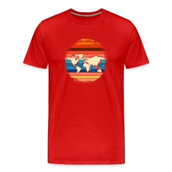 Carte du monde rétro - T-shirt bio Premium Homme - rouge - Devant - Damien (186cm)