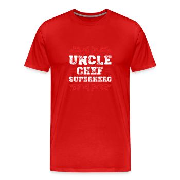 Uncle Superhero - Men's Premium Organic T-Shirt - red - Front - Damien (186cm)