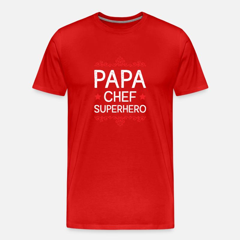 Papa Chef Superheld Dad - Männer Premium Bio T-Shirt - Rot