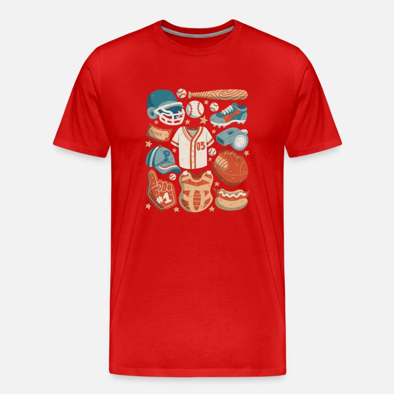 Baseball - Männer Premium Bio T-Shirt - Rot
