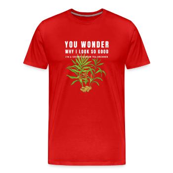 JE SUIS UN BUVEUR SECRET DE THÉ AU GINGEMBRE Ingwertee Ingwer - T-shirt bio Premium Homme - rouge - Devant - Damien (186cm)