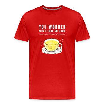 JE SUIS UN BUVEUR SECRET DE THÉ AU GINGEMBRE Ingwertee Ingwer - T-shirt bio Premium Homme - rouge - Devant - Damien (186cm)
