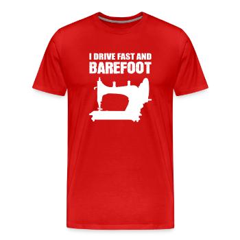 I Drive Fast And Barefoot Schneider - Männer Premium Bio T-Shirt - Rot - Vorne - Damien (186cm)