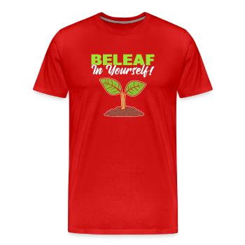 Beleaf In Yourself! Gärtner - Männer Premium Bio T-Shirt - Rot - Vorne - Damien (186cm)