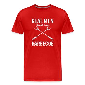 Real Men Smell Like Barbecue Kochen - Männer Premium Bio T-Shirt - Rot - Vorne - Damien (186cm)