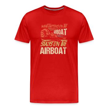 What Happens On The Airboat Stays On The Airboat S - Men's Premium Organic T-Shirt - red - Front - Damien (186cm)