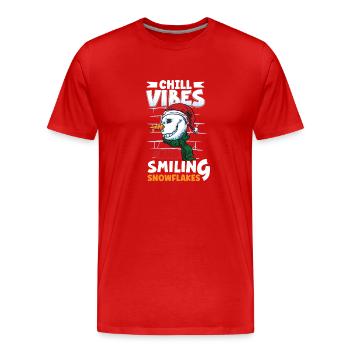 Funny Snowman Season Winter Christmas Snowman Joy - Männer Premium Bio T-Shirt - Rot - Vorne - Damien (186cm)