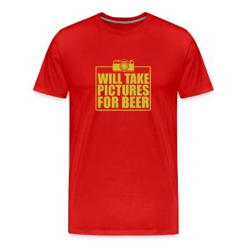 Will Take Pictures for Beer Fotograf - Männer Premium Bio T-Shirt - Rot - Vorne - Damien (186cm)