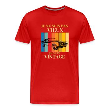 j'suis pas vieux vintage - T-shirt bio Premium Homme - rouge - Devant - Damien (186cm)