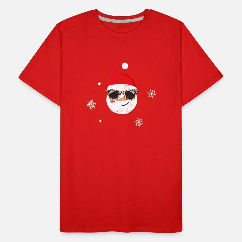 Funny Christmas Snowman Face Leopard Men's Premium Organic T-Shirt