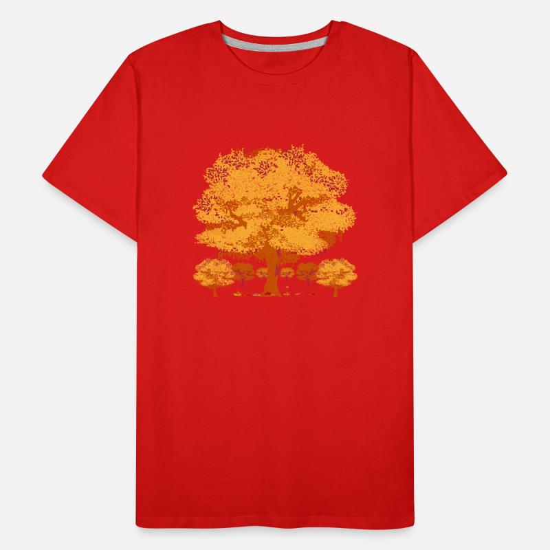 Forest Tree Deciduous Leaves Gift Autumn Men's Premium Organic T-Shirt