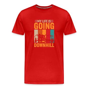 My life is going downhill - skiing - Men's Premium Organic T-Shirt - red - Front - Damien (186cm)