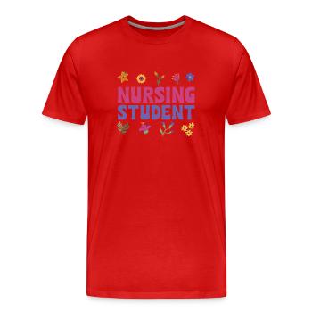 Cute floral outfit for nursing students - Men's Premium Organic T-Shirt - red - Front - Damien (186cm)