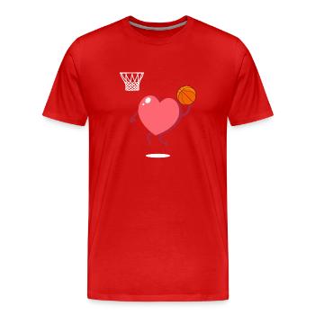 Joueur de basket-ball Heart Dunking de la Saint-Valentin - T-shirt bio Premium Homme - rouge - Devant - Damien (186cm)