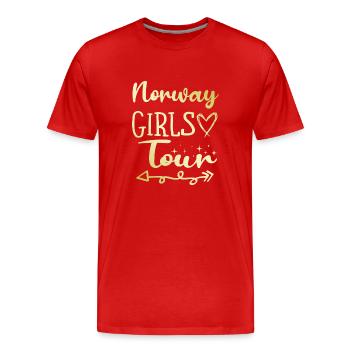 Tournée des filles de Norvège - T-shirt bio Premium Homme - rouge - Devant - Damien (186cm)