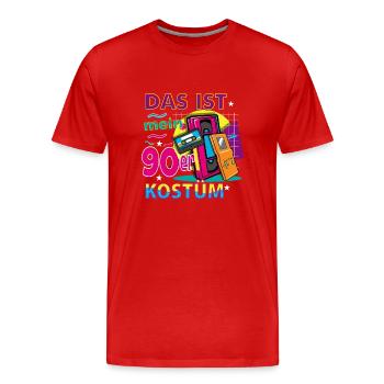 Das ist mein 90er Kostüm - Männer Premium Bio T-Shirt - Rot - Vorne - Damien (186cm)