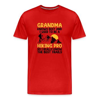 Wandern Rentner Rentner Rentner Wanderer Tre - Männer Premium Bio T-Shirt - Rot - Vorne - Damien (186cm)