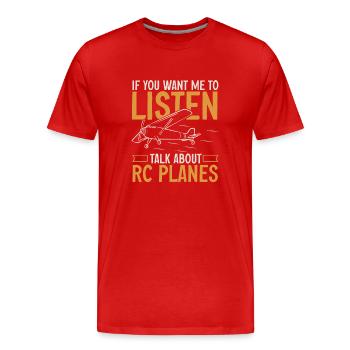 Modèle d’avion télécommandé - T-shirt bio Premium Homme - rouge - Devant - Damien (186cm)