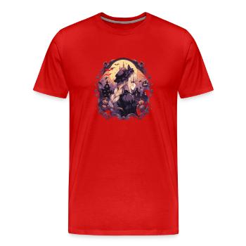 Sorcière Helloween Sorcières Tenue Sorcières Sorcières - T-shirt bio Premium Homme - rouge - Devant - Damien (186cm)