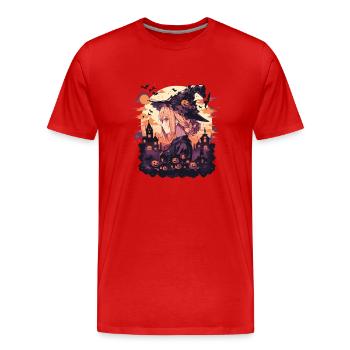 Sorcière Helloween Sorcières Tenue Sorcières Sorcières - T-shirt bio Premium Homme - rouge - Devant - Damien (186cm)