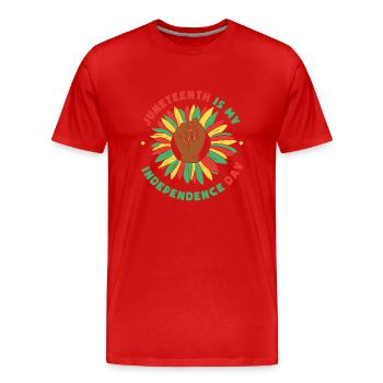 Juneteenth Is My Independence Day - Men's Premium Organic T-Shirt - red - Front - Damien (186cm)