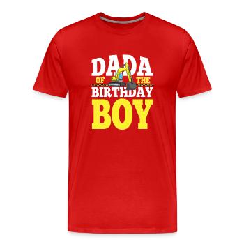 Dada Of the Birthday Boy Construction Family - Männer Premium Bio T-Shirt - Rot - Vorne - Damien (186cm)